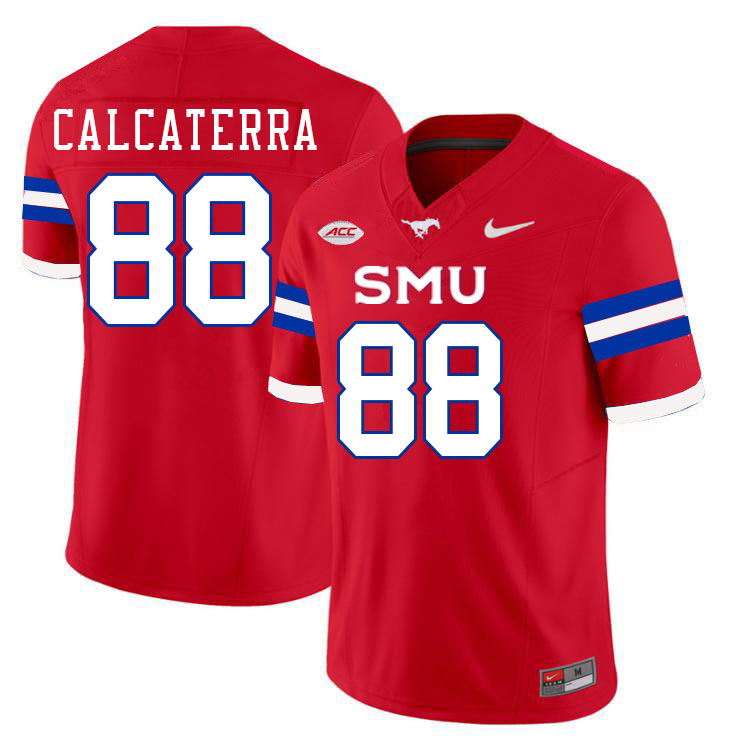 SMU Mustangs #88 Grant Calcaterra Jersey College Football Uniforms-Red